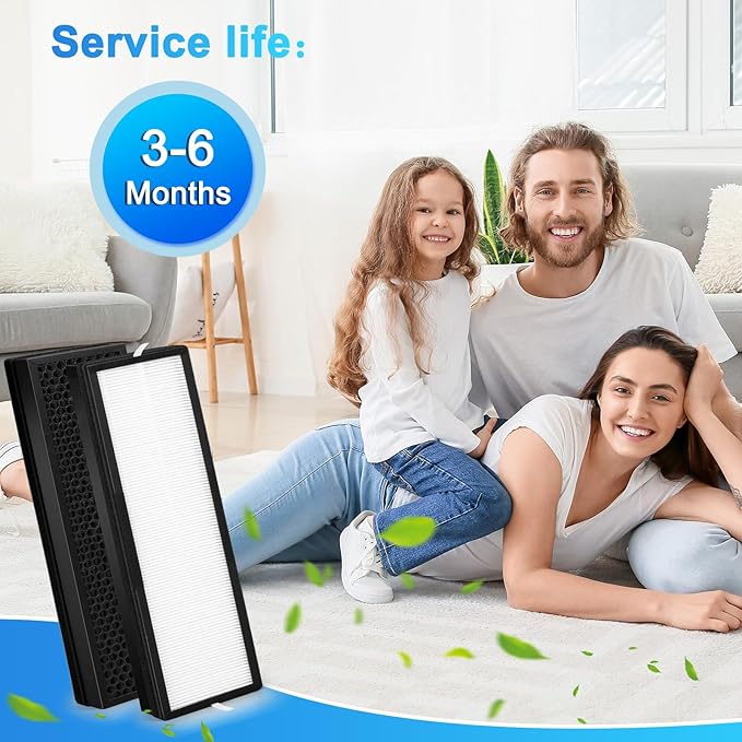 4+8 Set Upgraded HFD320 3-in-1 H13 True HEPA Replacement Filter for Honey-Well Air Genius 3,4,5,6 Series Air Purifiers-Models HFD300, HFD310, HFD320,HFD360,HFD314, HFD323CV1, HFD323-TGT,HFD324