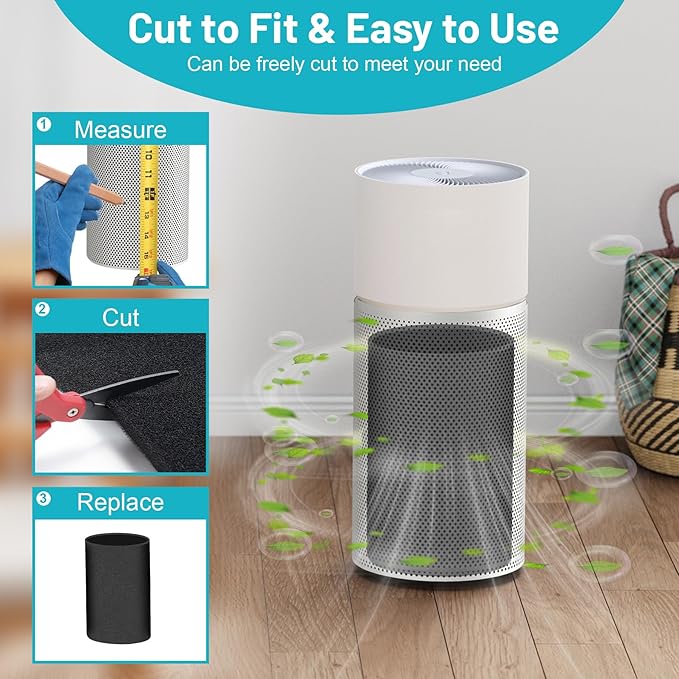 Cut to Fit Foam Pad Pre Filter, 17"x 39.4" Air Filter Foam Sheet, Filter Replacement for Air Conditioners, Air Purifiers, Dehumidifiers, Range Hoods, Trash Cans, 3D Printers, 1 Pack