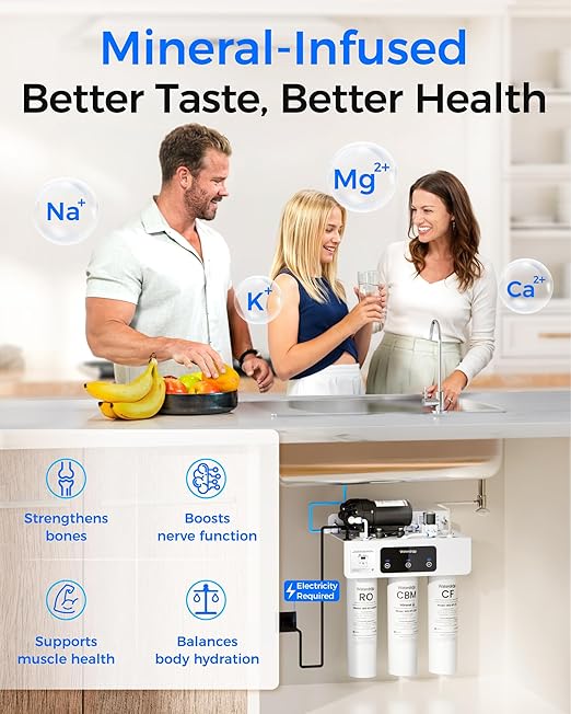 Waterdrop T3-M Remineralization Reverse Osmosis Water Filter, NSF/ANSI 372 Certified, 9-Stage Undersink RO System, 450 GPD Tankless RO Water Filtration System, 2:1 Pure to Drain, Plug-in Required