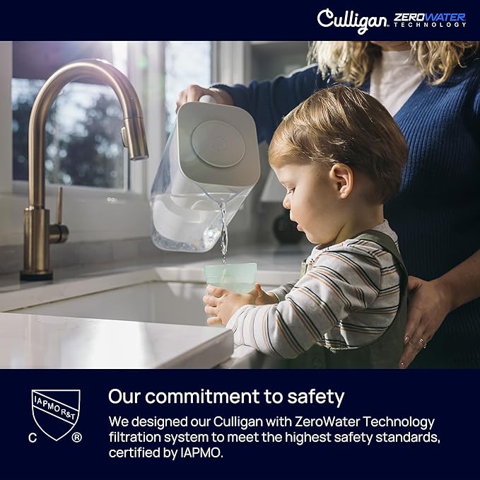 Culligan with ZeroWater Technology Replacement Filter 4-Pack, 5-Stage Advanced Water Filter – IAPMO Certified to Reduce Lead, Total PFAS (Forever Chemicals), Mercury, Fluoride, and Chlorine