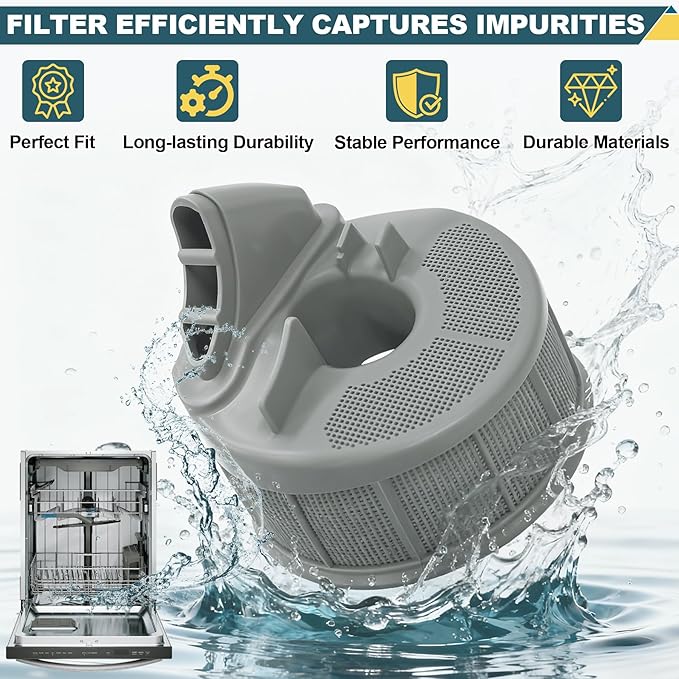 5304506533 Dishwasher Filter Base Compatible With Frigidaire Dishwasher Filter Replaces 154252201 154252301 154252302 154332601 154332602 154758901 154775401 154775402 154776101 AP6036343 4456343