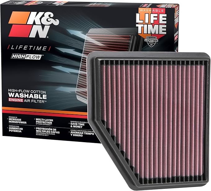 K&N High-Flow Original Lifetime Engine Air Filter: Increase Power: Premium, Washable: Compatible with 2019-2025 NISSAN: Altima, 33-5095