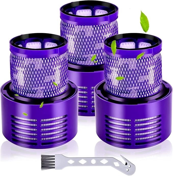 Rebirthcare 3 Pack SV12 V10 Filter for Dyson V10 Animal V10 Absolute V10 Total Clean V10 Cyclone SV12 Cordless Vacuum Filter Replacement Filters Parts Spares Washable, Replace Part# 969082-01&96908201