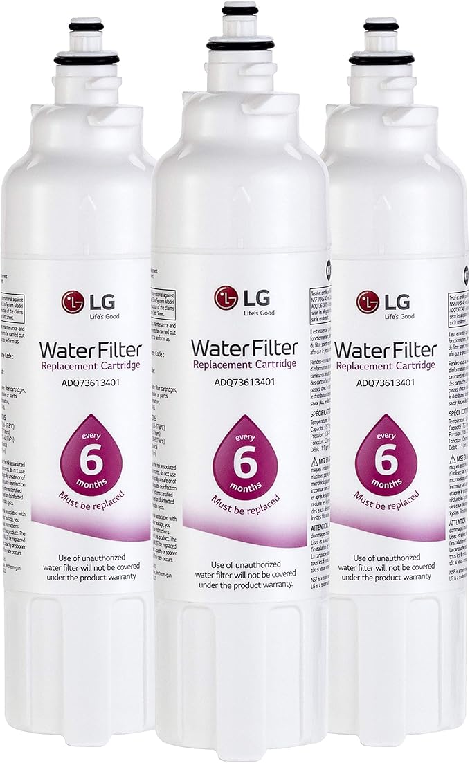 LG LT800P3 6-Month / 200 Gallon Replacement Refrigerator Water Filter, 3 Count (Pack of 1), White
