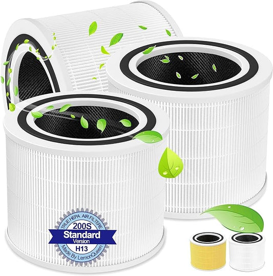 3Pack Core 200S Replacement Filter for LEVOIT Core 200S/200S-P Smart WiFi Air Purifier, 4-Stage Core 200S-P Air Filter Activated Carbon,H13 True HEPA Filter Replacement Part# Core 200S-RF