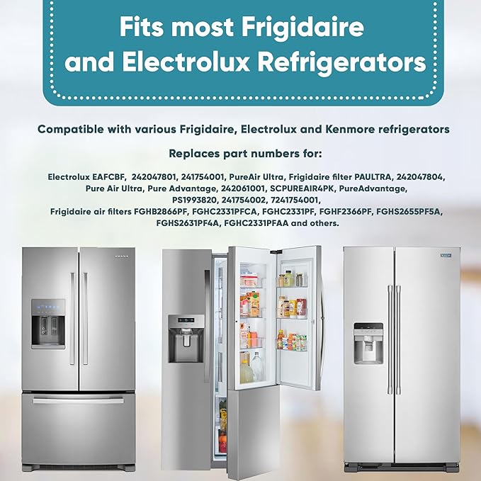 Omaeon Refrigerator Filters Compatible with 242047804 Frigidaire AIR Filter - PureAir Ultra, EAFCBF and Electrolux Air Filter Replacement - Electrolux Refrigerators - 242061001, 241754001-4 pc
