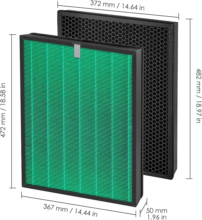 2 Pack 230/240 Replacement Filter Set for Coway Airmega 240 230 (AP-1821F) Air Purifiers, Max 2 Green True and Active Carbon Filters, 2 Set, Part #3111151