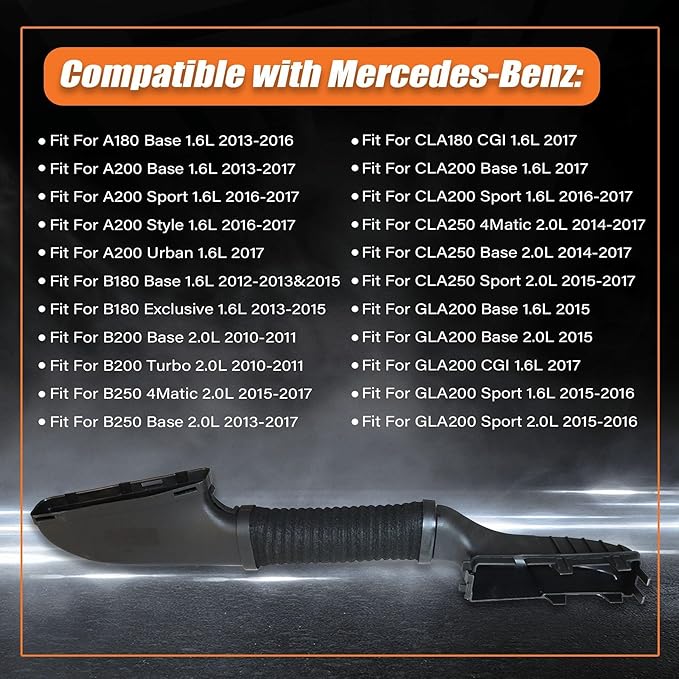 XQSMWF Air Cleaner Intake Inlet Duct Hose Tube 2700900382 2700900100 Compatible with Mercedes-Benz CLA250 2014-2018 GLA250 2015-2018 B250 2013-2017