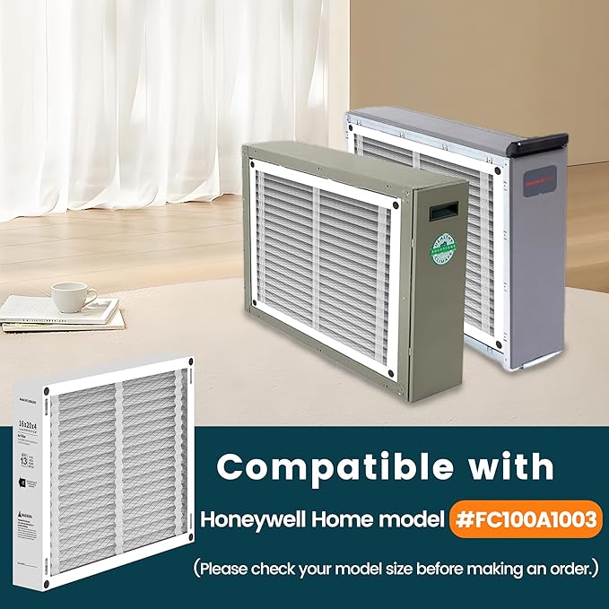 2-Pack 16x20x4 Air Filter Compatible with Honeywell FC100A1003, MERV 13 HVAC Furnace Filter Replacement, Actual Size:15.94"x19.75"x4.38"