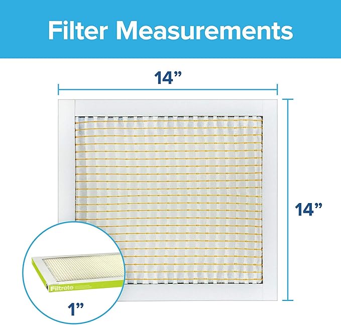 Filtrete 14x14x1 Air Filter, MPR 600, MERV 7, Clean Living Dust Reduction 3-Month Pleated 1-Inch Air Filters, 6 Filters