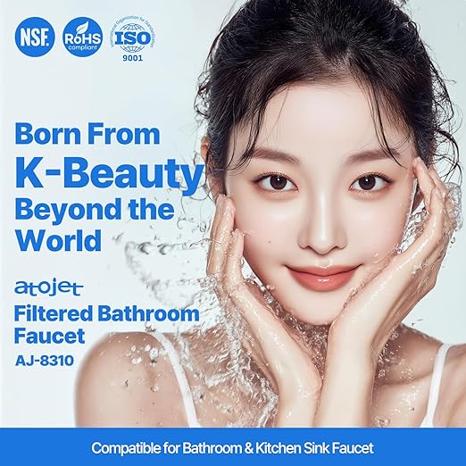 Cleansing Washbasin Faucet Filter Inspired By Korea's Beauty Culture - Pure Carbon Filters for Bathroom & Kitchen Water (1 Year Supply) (AJ8310C-SET-1YR)