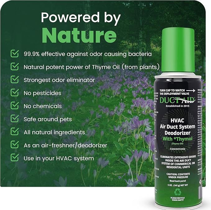 Air Freshener for HVAC System, Commercial, Residential & Cars| Made with Thyme extract, natural Plant based product Now available in a Concentrated Formula for maximum effectiveness (PACK 1)