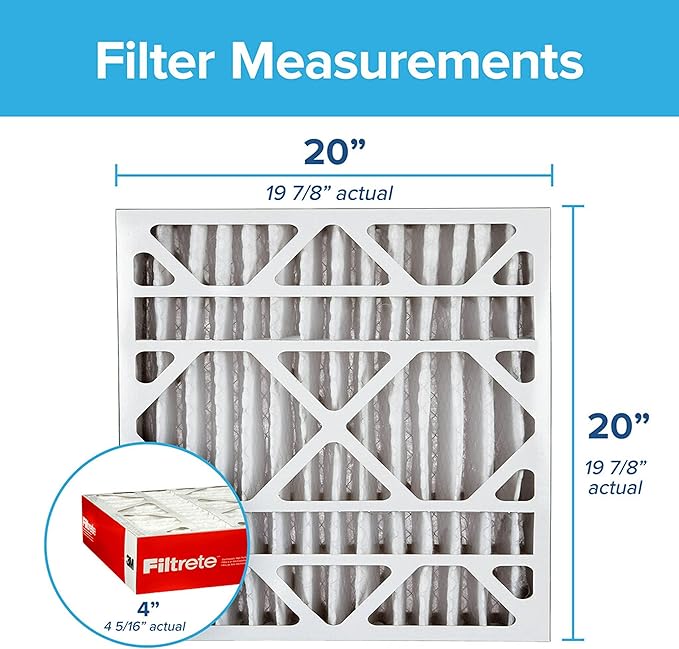 Filtrete 20x20x4, AC Furnace Air Filter, MPR 1000 DP, Micro Allergen Defense Deep Pleat, 2-Pack (actual dimensions 19.88 x 19.88 x 4.31)
