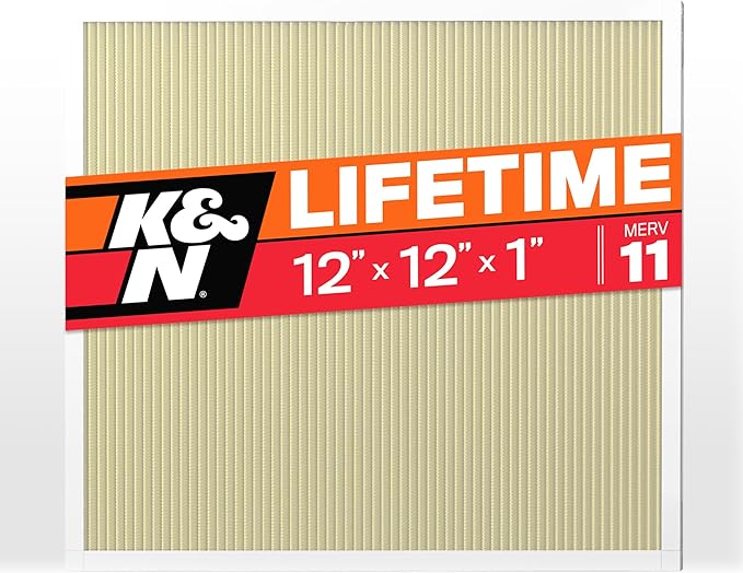 K&N 12X12X1 HVAC Furnace Air Filter, Lasts a Lifetime, Washable, Merv 11, the Last HVAC Filter You Will Ever Buy, Breathe Safely at Home or in the Office, HVC-11212