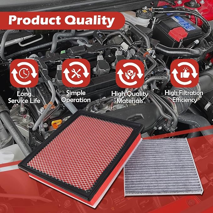CA11895 Engine Air Filter and CF10374 Cabin Air Filter kit Compatible with 2016-2023 Toyota Tacoma V6 3.5L Replaces 17801-0P100 17801-0S020 87139-YZZ09 CAF1765