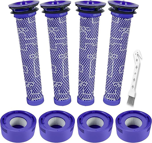8 Pack Vacuum Filter Replacement Kit for V7, V8 Animal and V8 Absolute Cordless Vacuum, 4 Pre Filter, 4 Post Filter, Replaces Part # 965661-01 & 967478-01