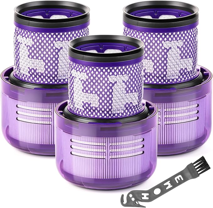 3 Pack V9 Replacement Filter for Dyson Motorbar Digital Slim Fluffy Extra Pro Cordless Vacuum SV18 V9, Replace Part 970612-01