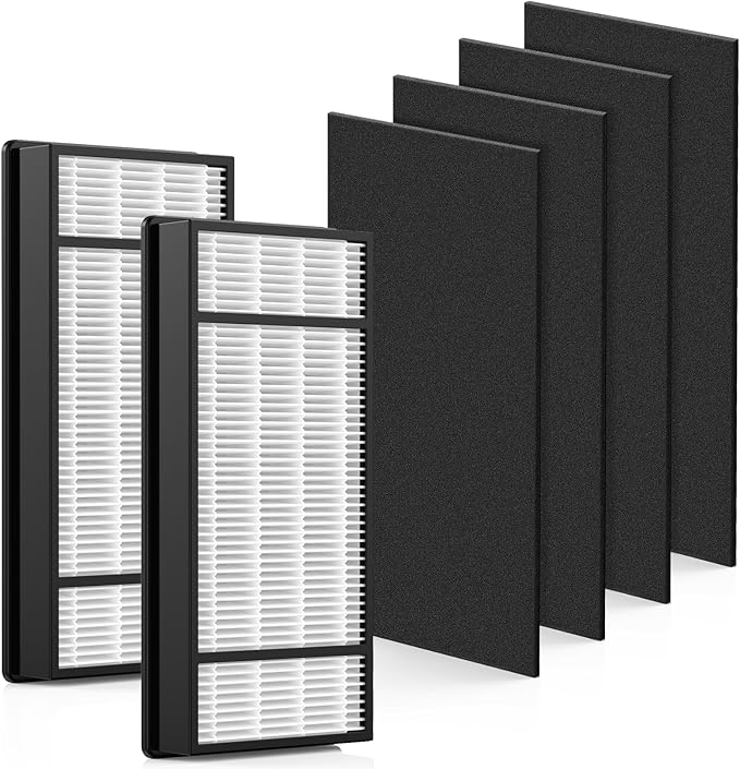 2 HEPA + 4 Carbon Filter, Compatible with Honeywell H Filter, HEPA Replacement Filters H Compatible with Honeywell HRF-H1 HRF-H2 Fits Model HPA050, HPA150, HPA060, HPA160, HHT055, HHT155 Series