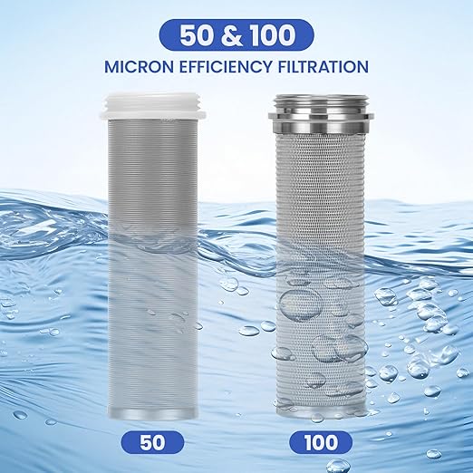 Solimeta 360° Mountable Spin Down Sediment Water Filter with Two 3/4" Push-to-Connect Fittings, 50 & 100 Micron