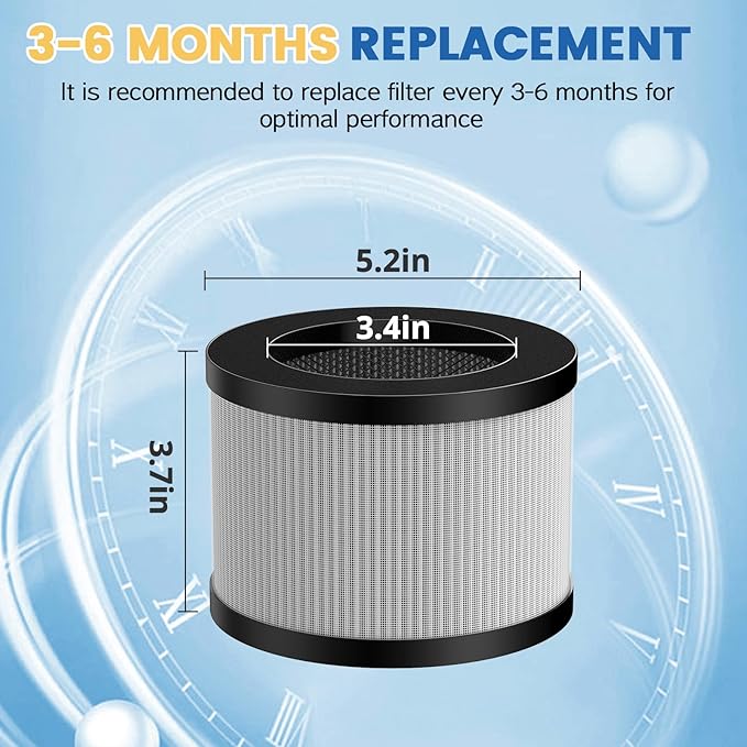 DH-JH12 MK-06 MK-01 HEPA Replacement Filter Compatible with VOOPNU DH-JH12, Tolife TZ-K1, for FreAire KN6391, for Kloudi DH-JH01, MJ012H and MJ001H Air Purifier (2 Pack Grey-Wildfire Smoke Version)