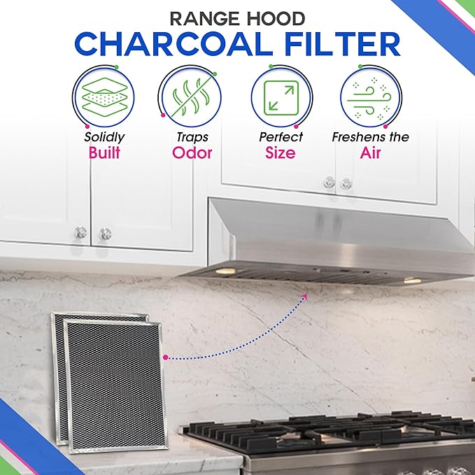 Broan Range Hood Charcoal Filter for 10.81' x 13.31' BPSF30 99010308 - Carbon Ductless Exhaust Hood Filter - Freshens Kitchen Air Over Oven (2-Pack)