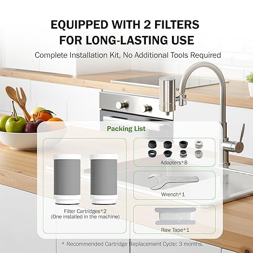 Frizzlife CF205290 Water Filter for Sink Faucet Replacement Filter for FS99, Pack of 2
