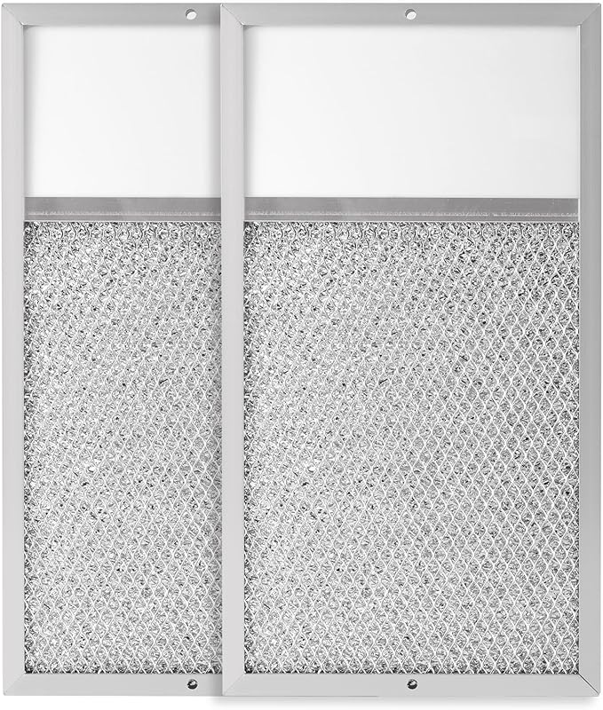 Range hood Filter with Light Lens Replacement for Broan R610027 SR610027 1568322 1568323 PM25WW PM25BL AL9245 Aluminum Mesh Grease Lens Range Hood Replacement Filter 7-5/8 x 14-1/8 x 3/8 Inch 2-Pack