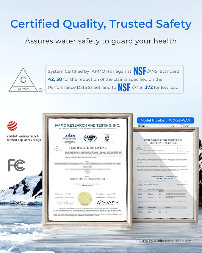 Waterdrop X8-WAN Alkaline Mineral Tankless Reverse Osmosis System, NSF/ANSI 42&58&372 Certified, 800 GPD RO Filter, 10-Stage Filtration UnderSink RO System, 2:1 Pure to Drain, LED Faucet, BPA Free