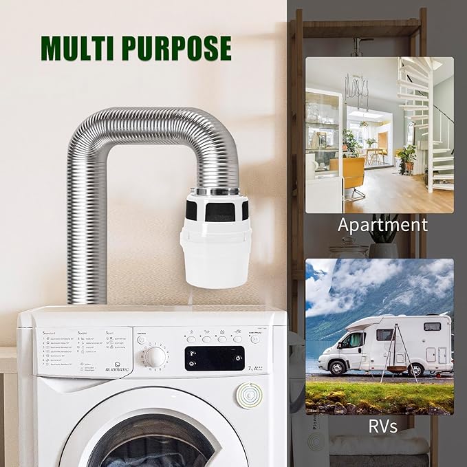 Upgraded Version - VIWINVELA 3 in 1 Indoor Dryer Vent Kit with Silver Dryer Vent Hose - Dryer Lint Catcher Water Filter Bucket - Dryer Lint Trap for Electric Dryer