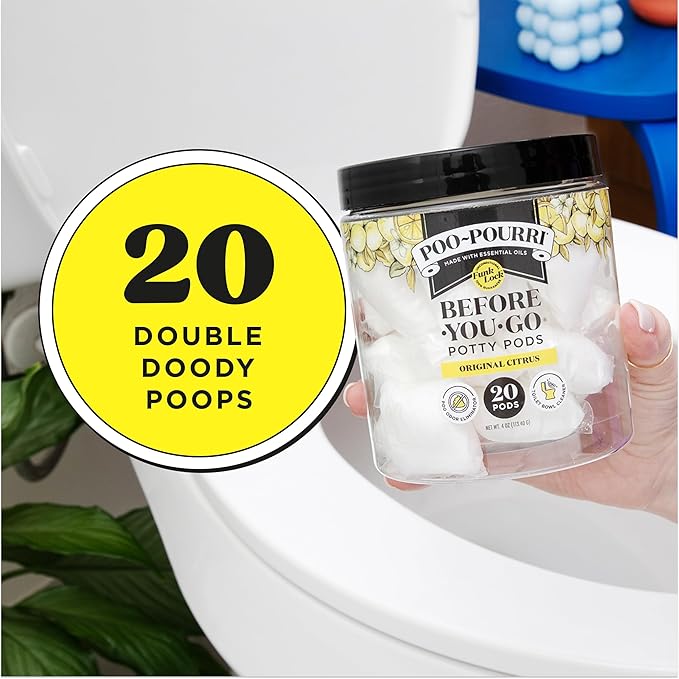 Poo~Pourri Original Citrus Before-You-Go 2-in-1 Toilet Potty Pods 20ct - Bathroom Odor Remover & Toilet Cleaner - Plant Based Ingredients & Essential Oils - with Lemon, Bergamot, & Lemongrass Scent