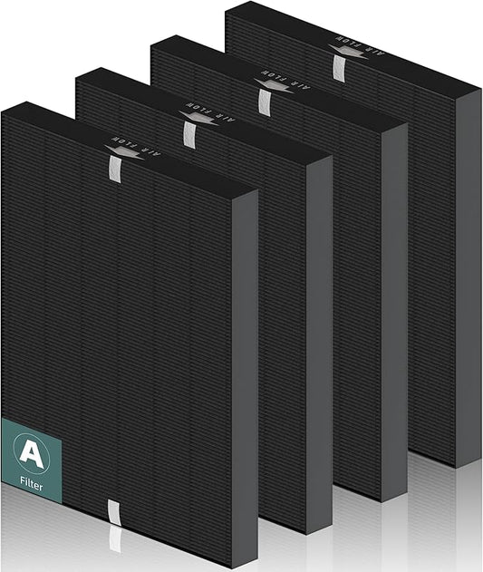 4 Pack 115115 Smoke Remover Replacement Filter A for Winix PlasmaWave Air Purifier C535 5300 5300-2 6300 6300-2 P300 AM90 9000 5000 5000B C909 9800, Size 21 Filter, Black
