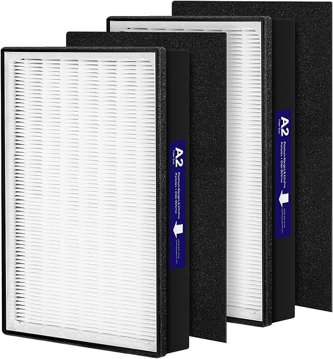 2 Pack A2 HEPA Replacement Filter Compatible with 3M Filtrete Room Air Purifier Models FAP-C02-A2, FAP-C03-A2, FAP-T03-A2, Part # 1150101