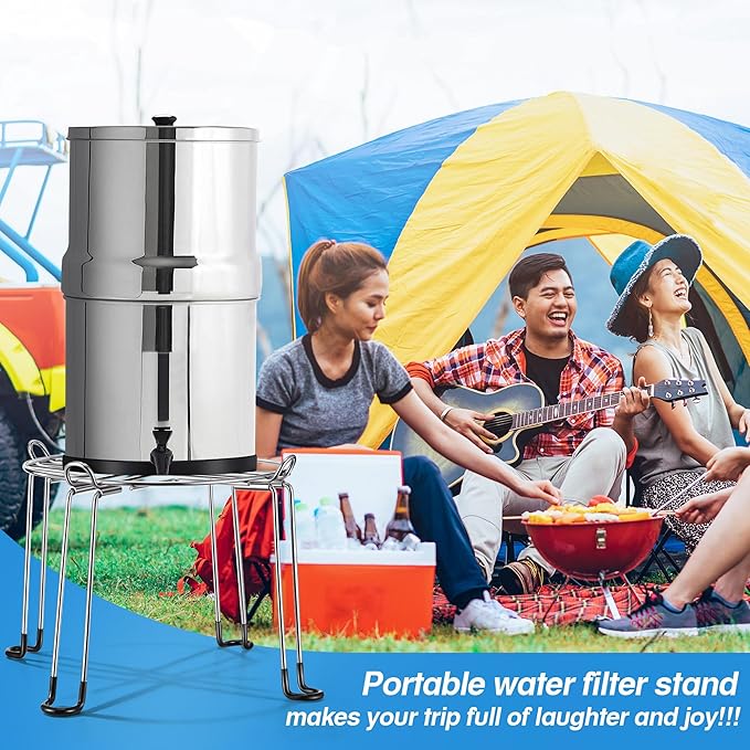 Dreyoo 10" Diameter by 8" Tall Gravity Fed Water Filter System Stand, Detachable Stainless Steel Under Sink & Countertop Filtration Stand Compatible with Berkey Water Filter,Royal,Travel System