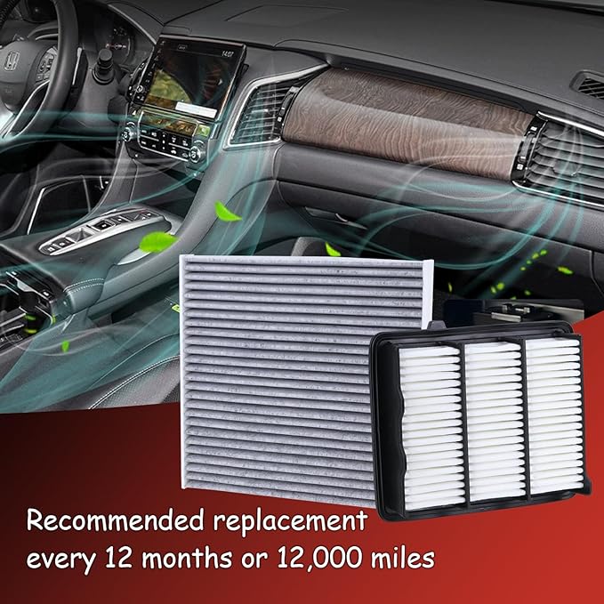 CA12290 Engine Air Filter and CF10134 Cabin Air Filter kit Compatible with 2018-2022 Honda Accord 1.5L Gas Only Replaces 17220-6A0-A00 80292-SDA-A01