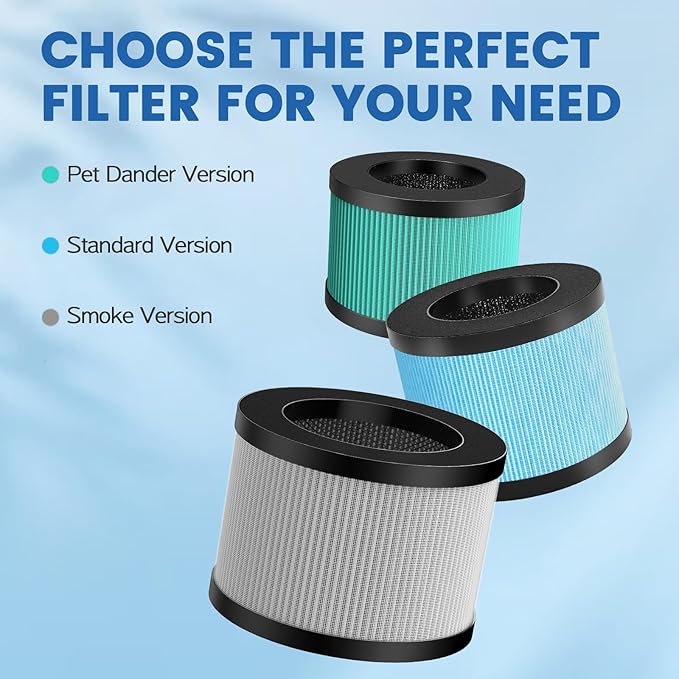 DH-JH12 MK-06 MK-01 HEPA Replacement Filter Compatible with VOOPNU DH-JH12, Tolife TZ-K1, for FreAire KN6391, for Kloudi DH-JH01, MJ012H and MJ001H Air Purifier (2 Pack Grey-Wildfire Smoke Version)