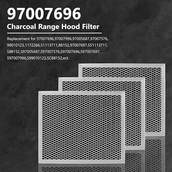 97007696 Replacement Filter For B-Roan - 10.5 X 8.75 Range Hood Filter Compatible with Stove Vent Fan With Aluminum Mesh Charcoal Combo By Funmit- Replaces 6105c 97007697-3 Pack