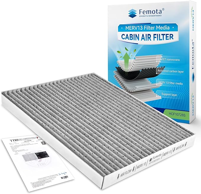 Certified MERV 13 Cabin Air Filter with Activated Carbon, CF10728 for Hyundai Accent, Elantra, Elantra Coupe, Elantra GT, Kia Forte, Forte Koup, Forte5.