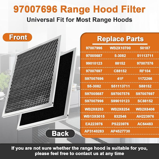 Cenipar 97007696 Range Hood Filter,41f Stove Hood Vent Filter Replacement For Broan& Nutone Charcoal Carbon Combo Replace 6105c 97005687-By Size 8.75" X 10.5 X .44"(4 Pack)
