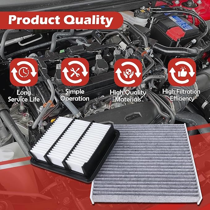 CA12290 Engine Air Filter and CF10134 Cabin Air Filter kit Compatible with 2018-2022 Honda Accord 1.5L Gas Only Replaces 17220-6A0-A00 80292-SDA-A01