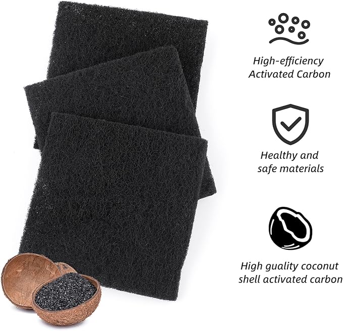 12 Pack Replacement Odor Absorbing Filter Refills for SIMPLI-MAGIC Trash Can,Odor Absorbing Activated Charcoal Deodorizer Refills for Built-in Odor Filter Compartment,Square Filter Cartridges