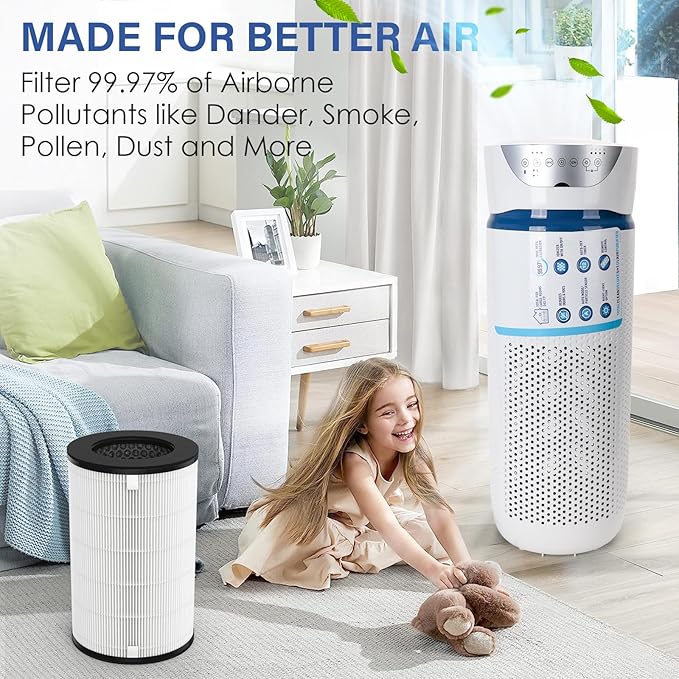 AP-T40 Replacement Filter & UV-C Replacement Bulbs Compatible with HoMedics 5-in-1 Tower Air Puri-Fier Models# AP-T40FL, AP-T40WT, AP-T43-WT, AP-T45-BK and AP-T45-WT,1461901(Costco Model)
