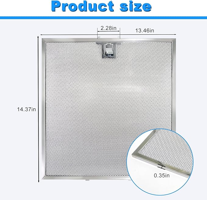WA0575 Range Hood Filters 13.5" x 14.4" x 0.35" - 1 Pack Replacement Grease Filters for Kitchen Ventilation by oneket