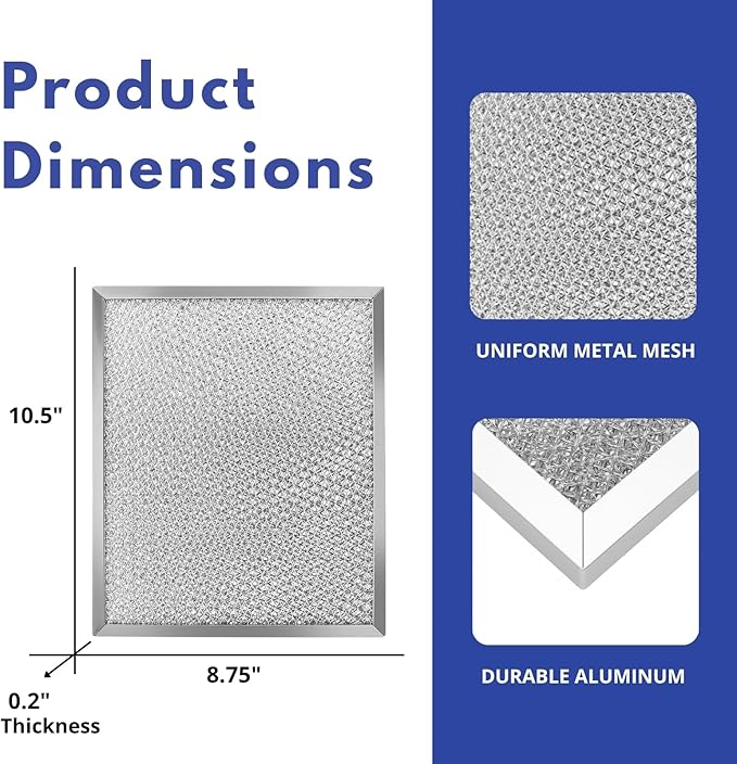 Nispira Replacement Aluminum Grease Filter Compatible with Broan NuTone NY NV Range Hoods., Compared to Part BP29, 2 Filters
