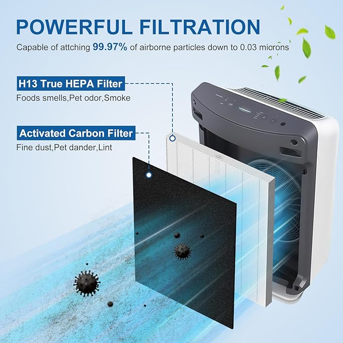 D360 Replacement Filter D3 Compatible with Winix D360 Air Puri-Fier, 2 H13 True HEPA Filters + 8 Activated Carbon Pre-Filters, Part Number 1712-0101-02