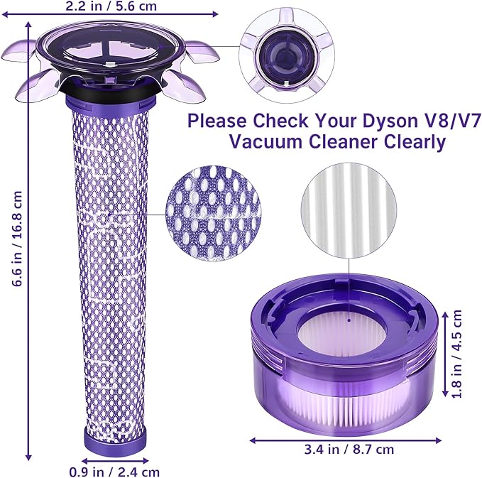 Upgraded V8 Filter for Dyson V8 V7 New Version / SV25 / SV37 / V8 Animal Extra Cordless V8 FOCUS Mattress Vacuum Cleaner Replacement Parts Accessories Filters