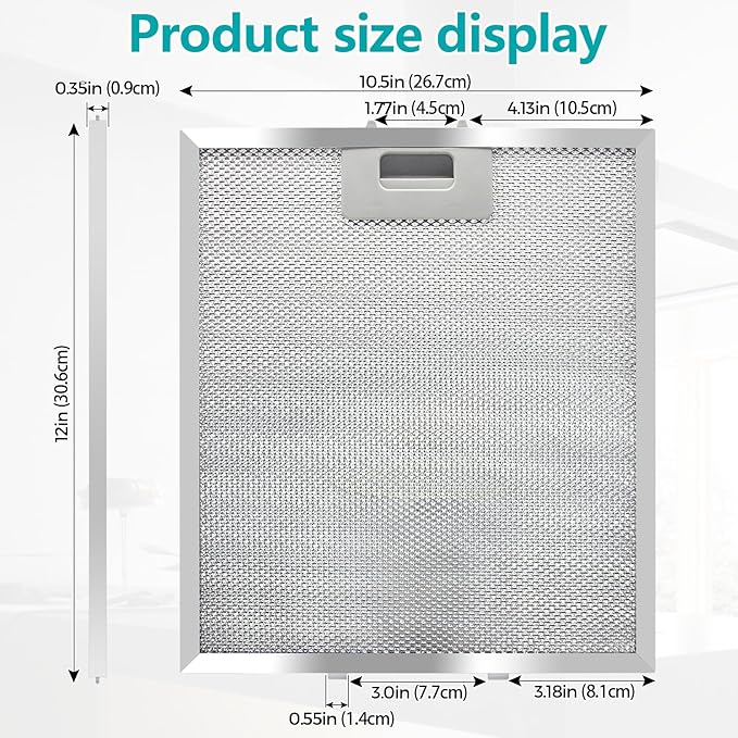 W10169961A Range Hood Filter Replacement 12" Long x 10.5" Wide - Aluminum Frame & Mesh - 2 Pack by seteams