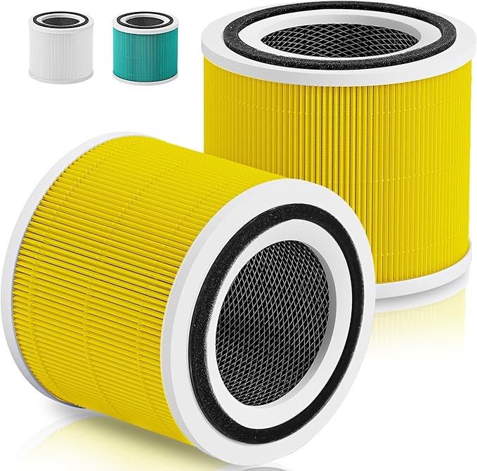2 Pack Core 300 Pet Care Replacement Filter Compatible with LEVOIT Core 300, Core 300-P, Core 300S Air Air Purifier, 3-in-1 H13 Grade True HEPA Filter Replacement, Replace Core 300-RF-PA, Yellow
