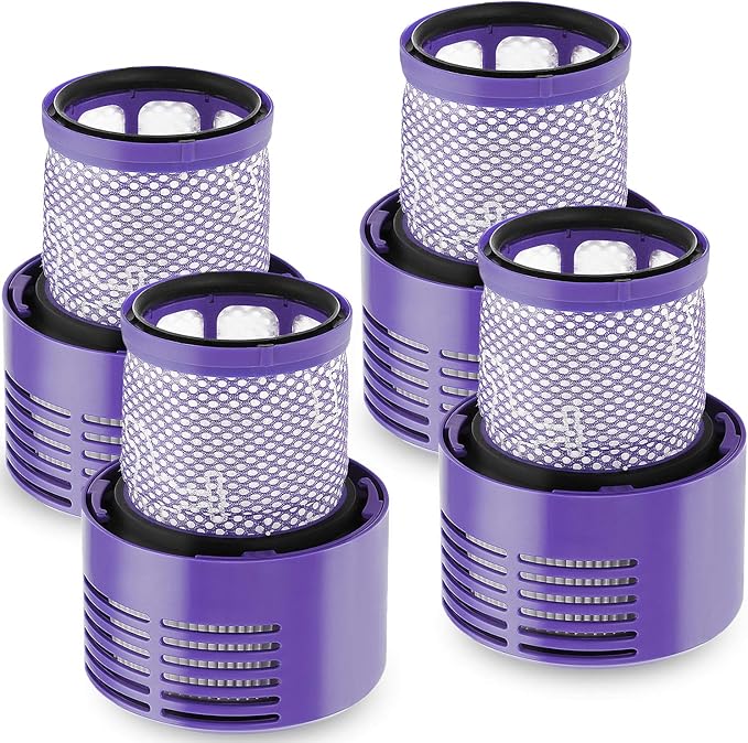 4 Pack V10 Filters Replacement for Dyson V10 Cyclone Series, V10 Absolute, V10 Animal, V10 Motorhead, V10 Total Clean, SV12, Replaces Part # 969082-01