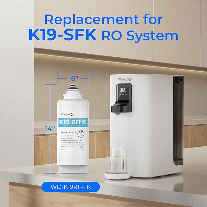 Waterdrop K19RFFK Filter, Replacement for K19-SFK Countertop Reverse Osmosis System, 12-month Lifetime