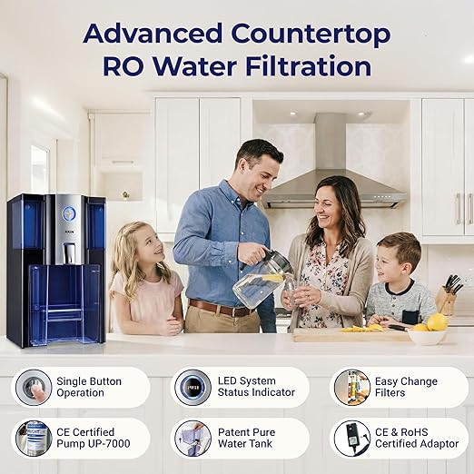 Zero Installation Purifier Water Filter - Onlipure Edition, Reverse Osmosis Countertop Water Filter, 0 TDS, Certified by IAPMO R&T, Patented 4 Stage Technology, Superior Taste, No Assembly Required